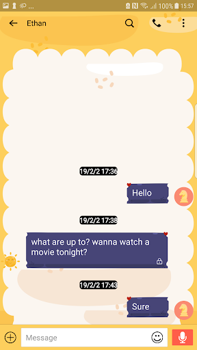 Screenshot of NextSMS Cute book skin