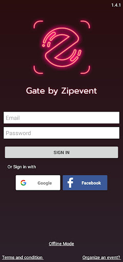 Android application Gate by Zipevent screenshort