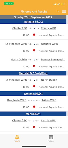 Android application Swim Ireland Water Polo screenshort