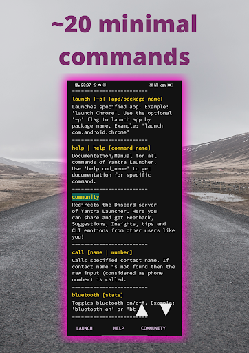 Android application Yantra Minimal CLI Launcher screenshort