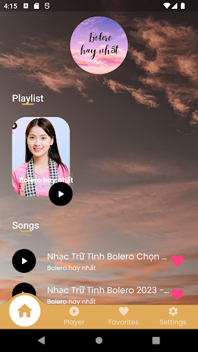 Android application Bolero Hay Nhất screenshort