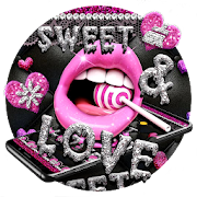 Glitter Pink Lips Sweet Love Theme  Icon