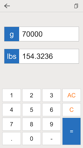 lbs g converter ekran görüntüsü
