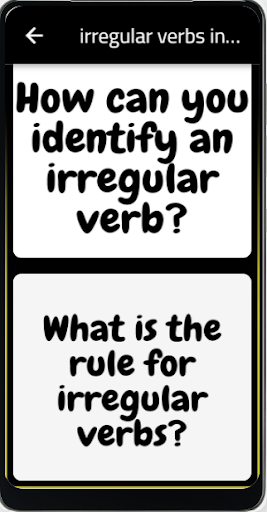 Android application irregular verbs in english screenshort