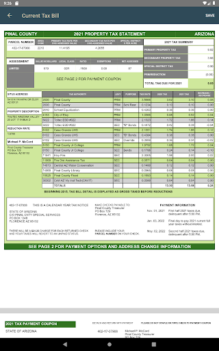 Pinal County Property Tax Screenshot