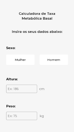 Android application TMB - Taxa Metabólica Basal screenshort