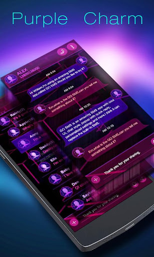 Android application GO SMS PRO PURPLE CHARM THEME screenshort