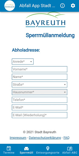 Abfall App Stadt Bayreuth Screen 3