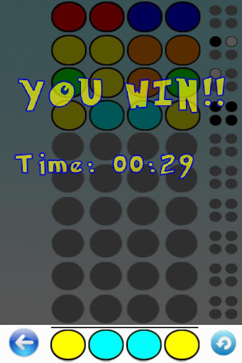 Find Colors (MasterMind) Screen 3