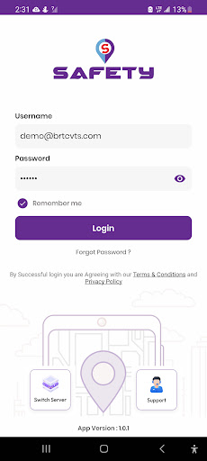 Android application Safety Vehicle Tracker screenshort