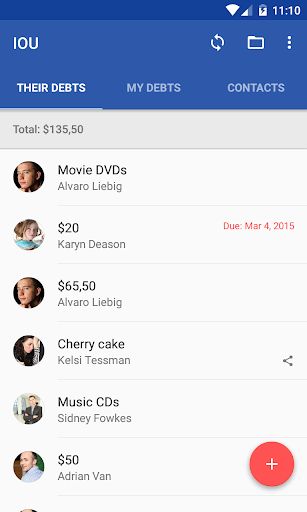 Android application IOU - debt manager screenshort