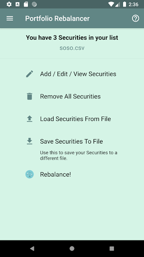 Android application Portfolio Rebalancer screenshort