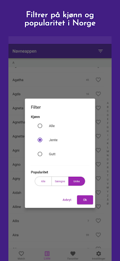 Navneappen Screen 3