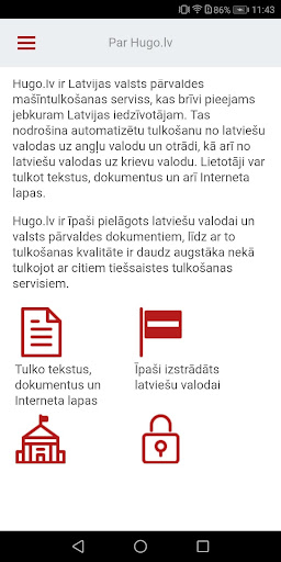 Android application Hugo.lv Tulkotājs screenshort
