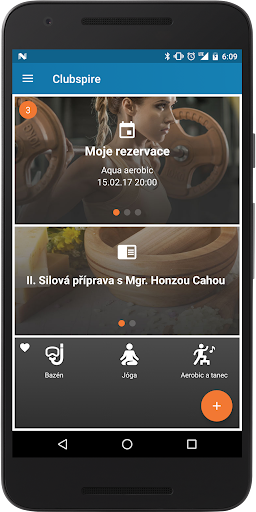 Android application CLUBSPIRE demo aplikace screenshort