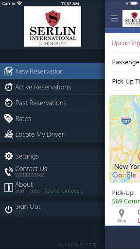 Android application Serlin International Limousine screenshort