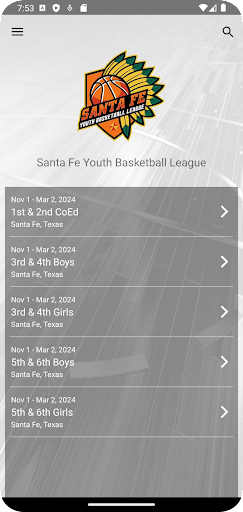 Android application Santa Fe TX Youth Basketball screenshort