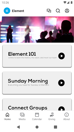 Android application Element Church NC screenshort