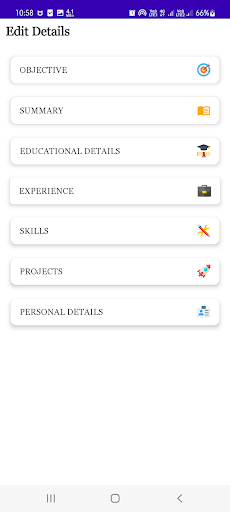 Biodata & Resume Builder Screen 2
