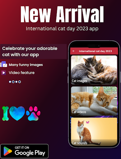 Android application international cat day 2023 screenshort