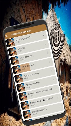 Android application Vallenato ringtones screenshort