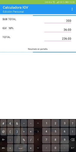 Calculadora IGV Personal Screen 2