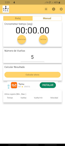Android application Vueltómetro screenshort
