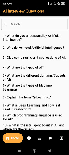 Android application AI Interview Question screenshort