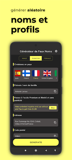 Générateur de Faux Noms Screen 2