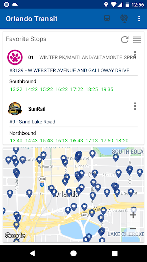Android application Bus Time in Orlando screenshort