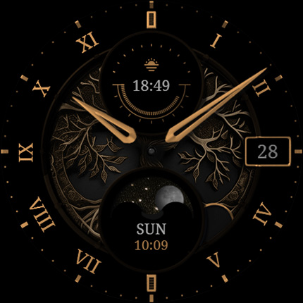 Screenshot of S4U Mystique - Gold watch face