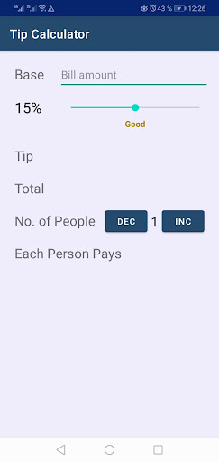 Android application Tip Calculator - Simple screenshort