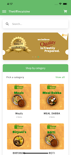 Android application Tiffin Cuisine screenshort