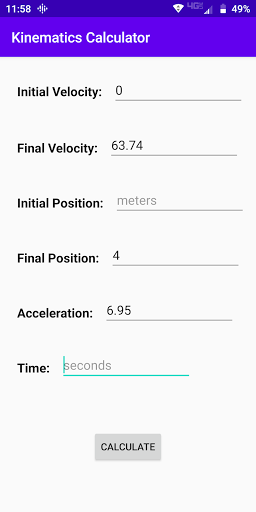 Physics Kinematics Calculator