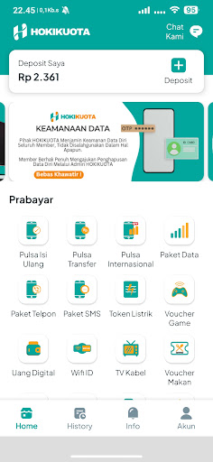 Android application HOKIKUOTA - Agen Pulsa & PPOB screenshort