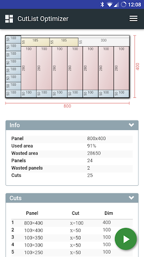 CutList Optimizer Screen 3