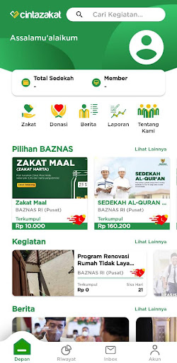 Android application Cinta Zakat screenshort