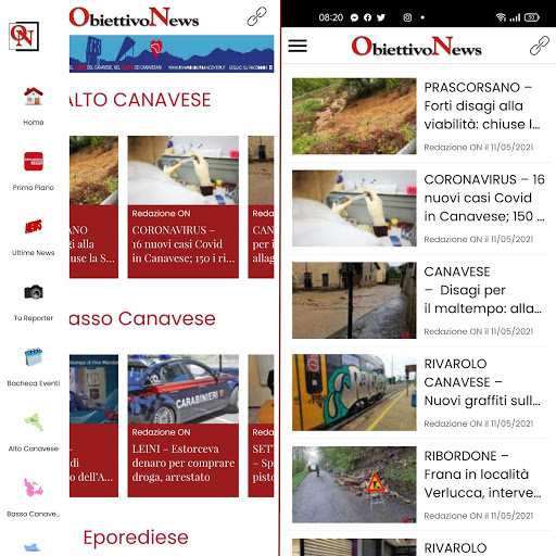 Android application ON ObiettivoNews screenshort