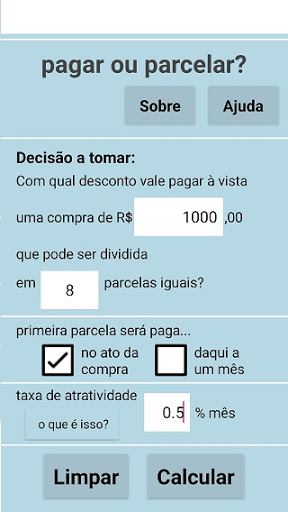 Android application Pagar ou Parcelar screenshort