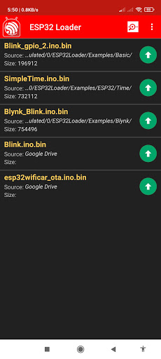 Android application ESP32 Loader (Blynk Uploader) screenshort