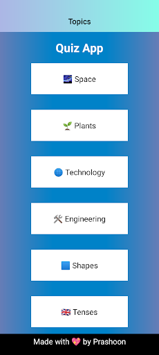Android application STEM Quiz App screenshort