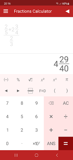 Fractions Calculator Screen 3