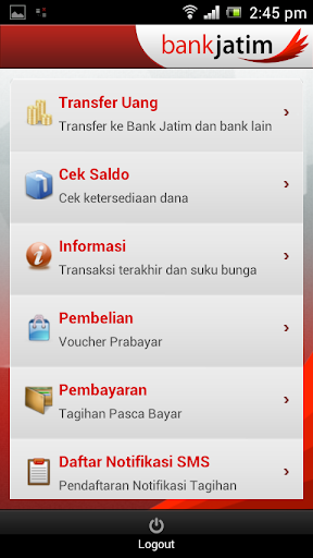 SMS Banking Bank Jatim Screen 2
