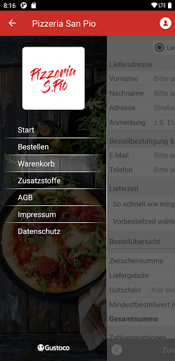Android application Pizzeria San Pio screenshort