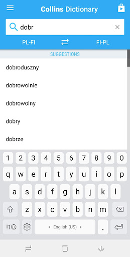 Android application Finnish-Polish Dictionary screenshort
