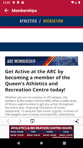 Queens Athletics & Recreation Screen 2