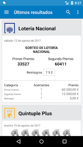 Android application Resultados Loterias y Apuestas screenshort