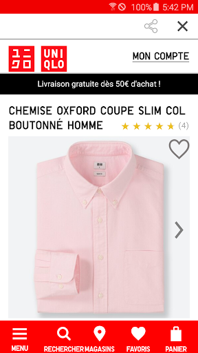 Android application UNIQLO FR screenshort