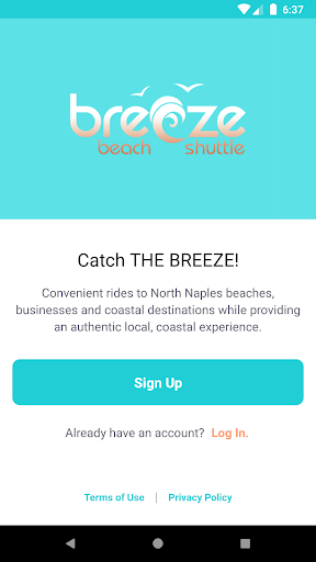 Android application Breeze Beach Shuttle screenshort