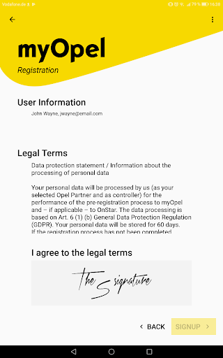 myOpel Pre-Registration